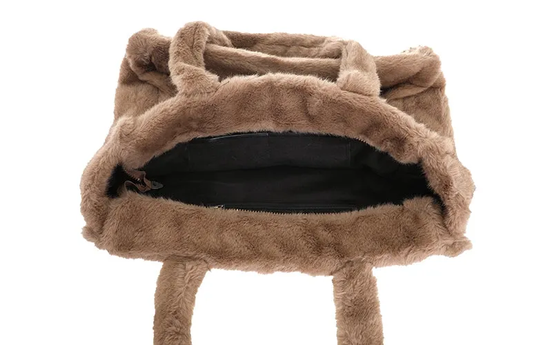 Amiek Monterosa shopper taupe faux fur 45 cm