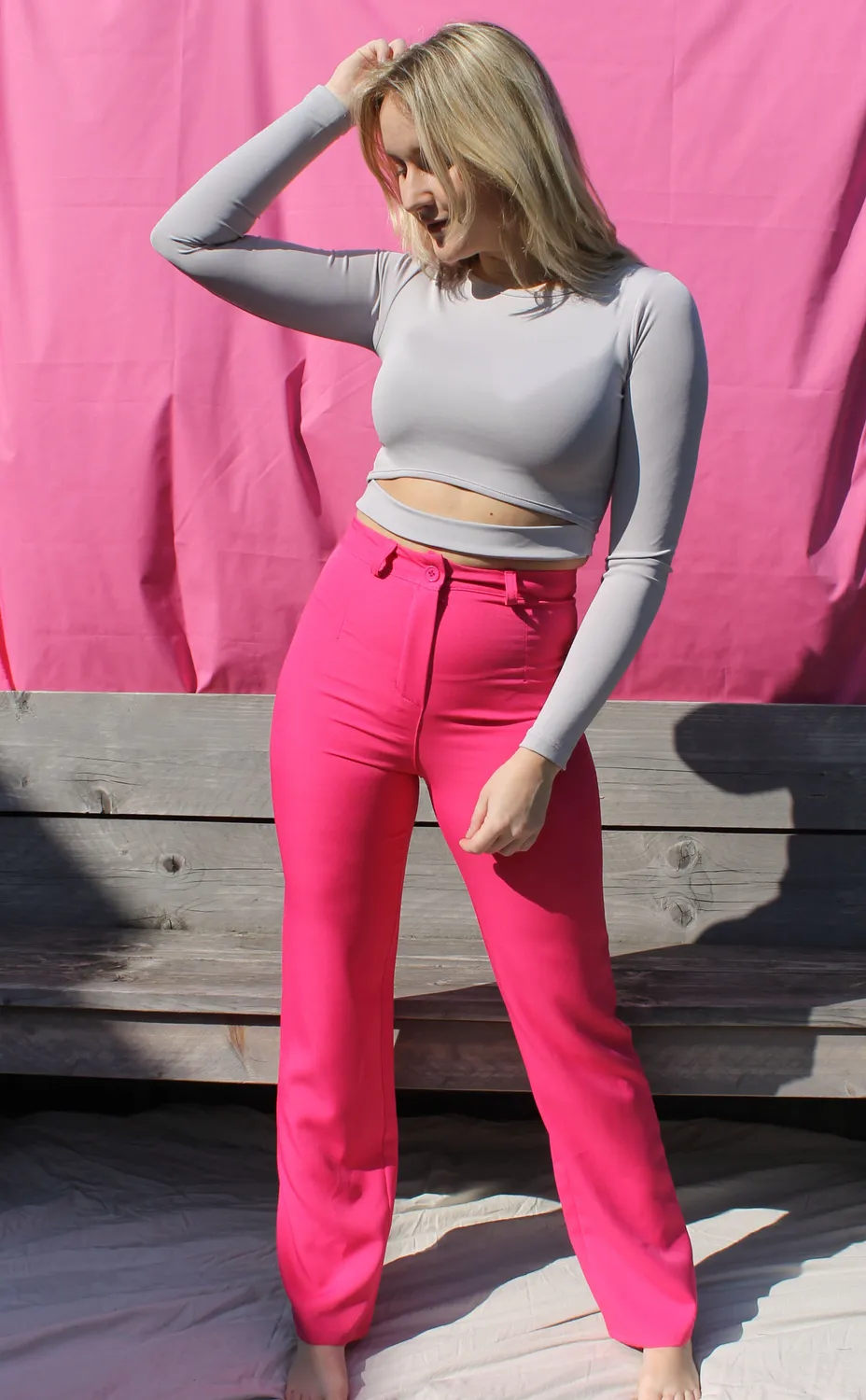 LOVEDRUNKY Cut Out grijze crop top stretch