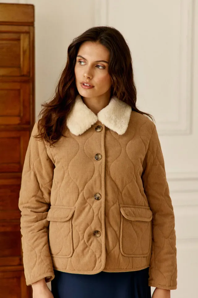 La Petite Etoile Nattia jas beige ribfluweel