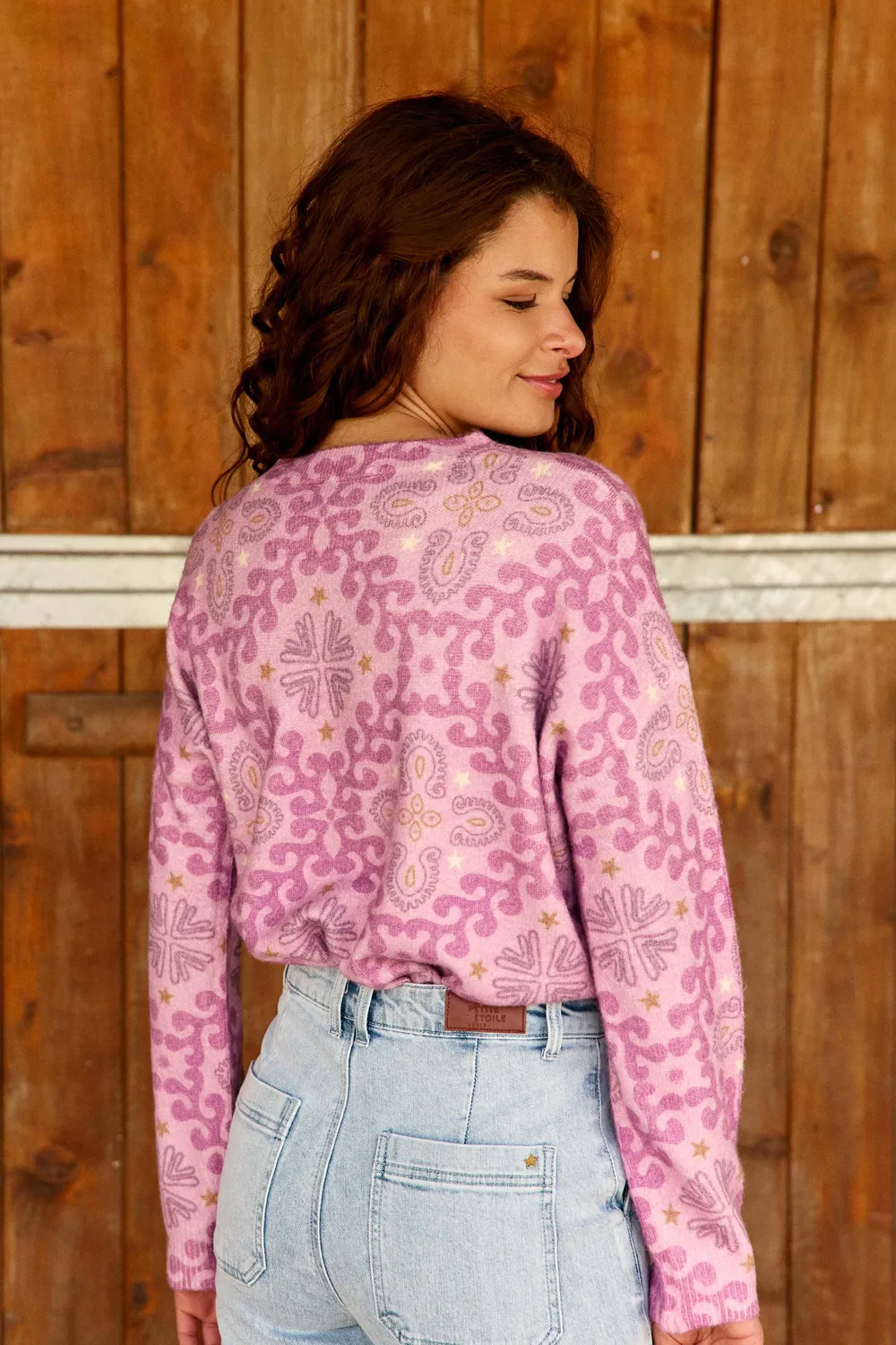 La Petite Etoile Mady trui bandana print roze