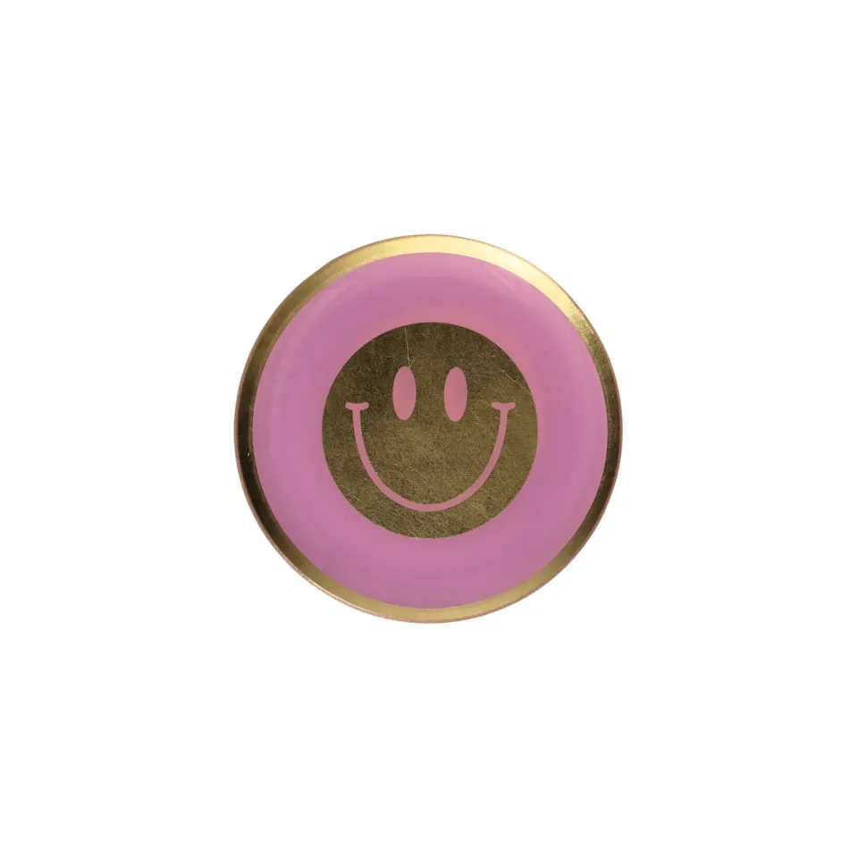 Loveplate Smiling Face schaaltje M glas roze