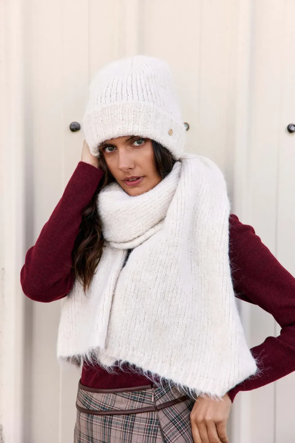 La Petite Etoile Avery sjaal ecru grof gebreid