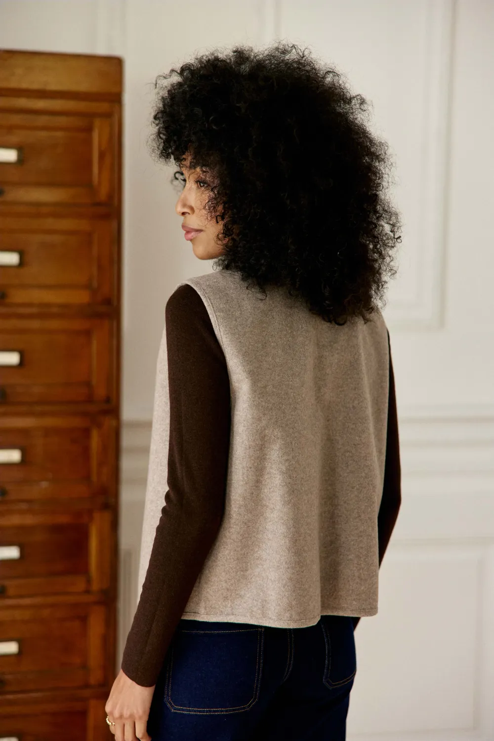 La Petite Etoile Vinko bodywarmer taupe omkeerbaar