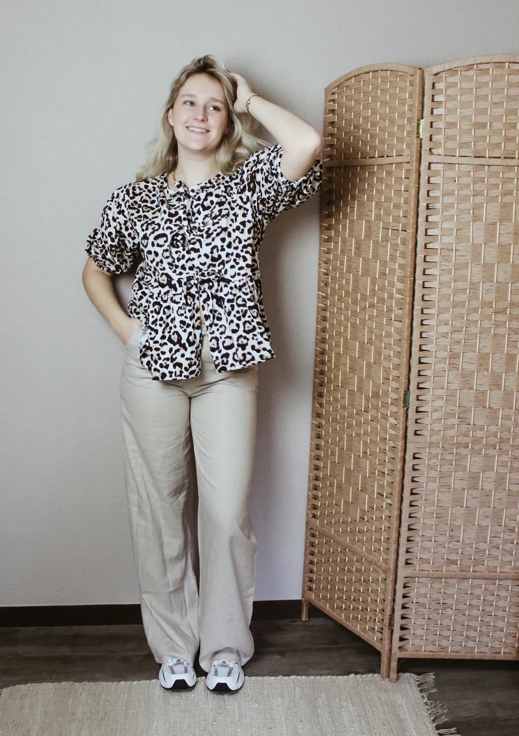 LOVEDRUNKY Peplum Strikjes top leopard getailleerd