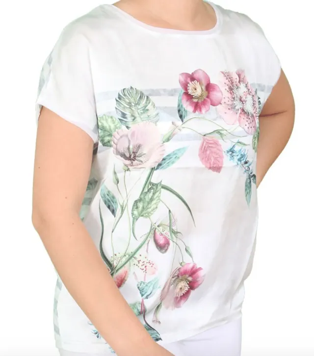 Lea H. Bernkastel shirt roze satijnlook korte mouw