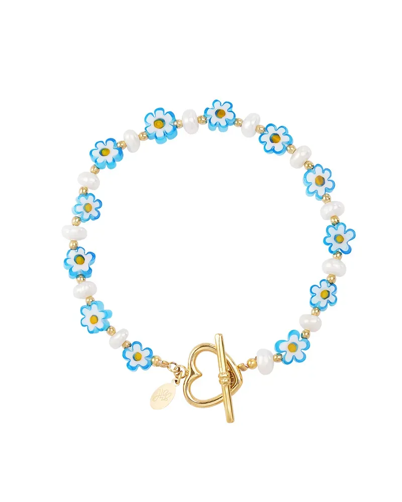LOVEDRUNKY Flowers Beach blauwe armband 18 cm