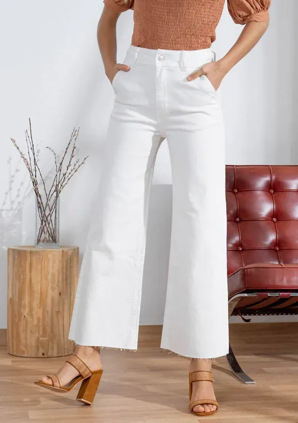 LOVEDRUNKY Wide Leg jeans wit hoge taille