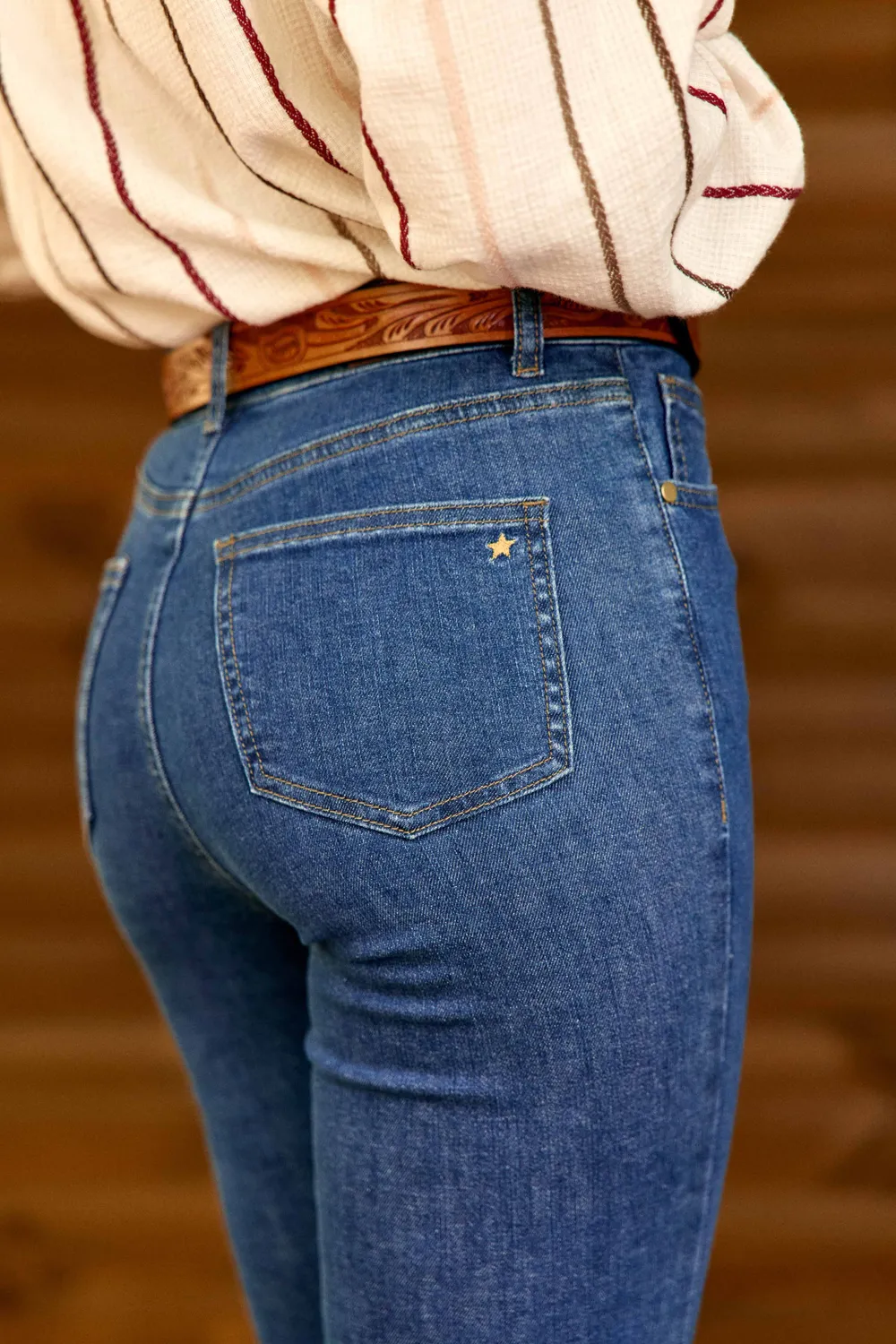 La Petite Etoile Lancelot flared jeans deep wash blauw