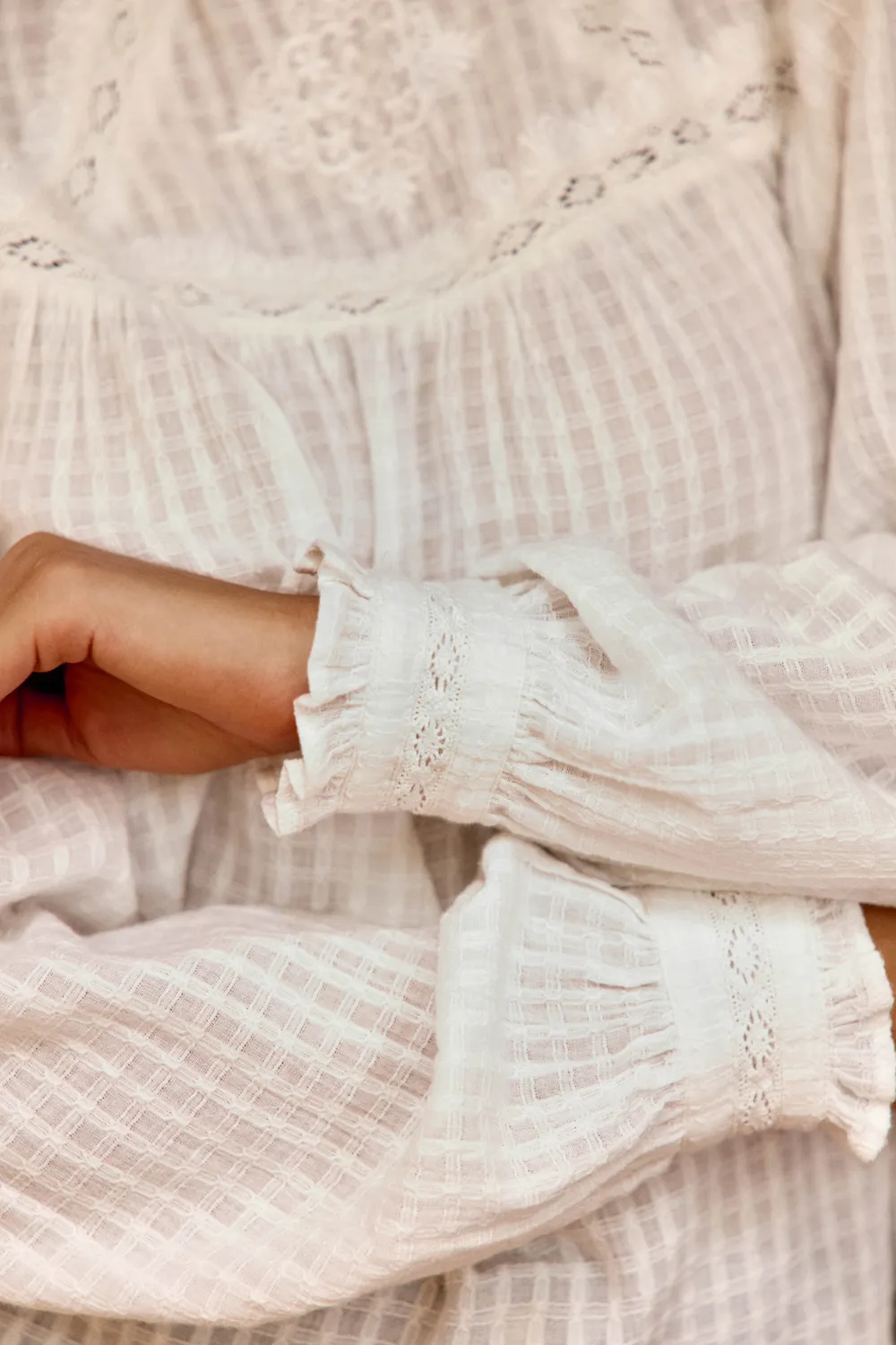 La Petite Etoile Birsena blouse ecru met kant