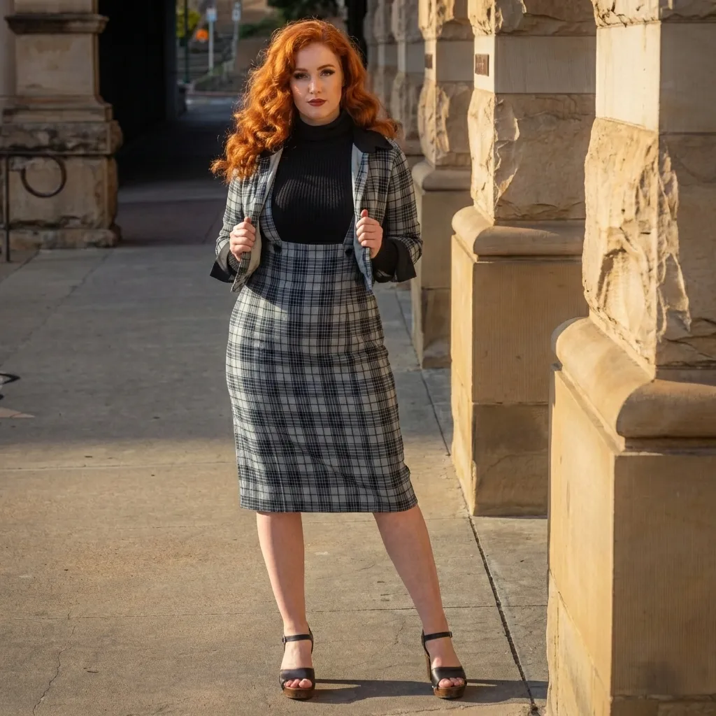 Tatyana Retro Pencil Jumper rok zwart M stretch