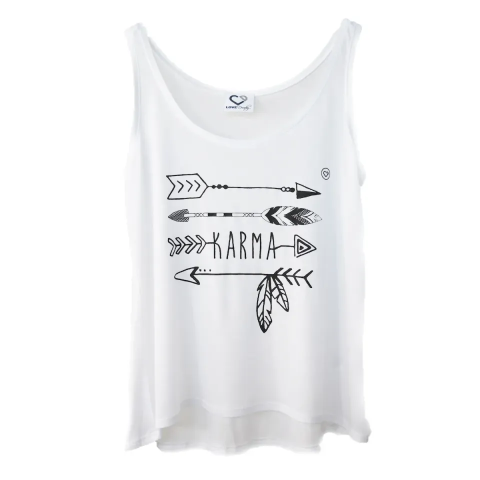 LOVEDRUNKY Karma High Low tanktop wit biologisch