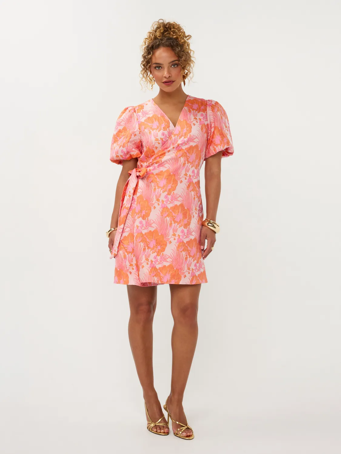 Amiek Kelly jurk oranje jacquard maat S