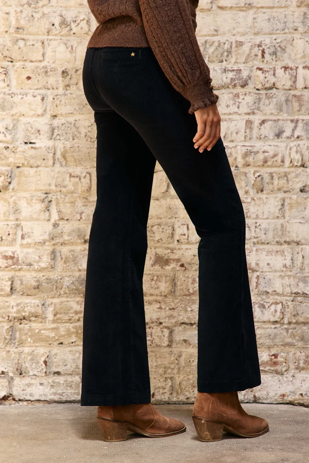 La Petite Etoile Sonny flare broek zwart fluweel hoge taille