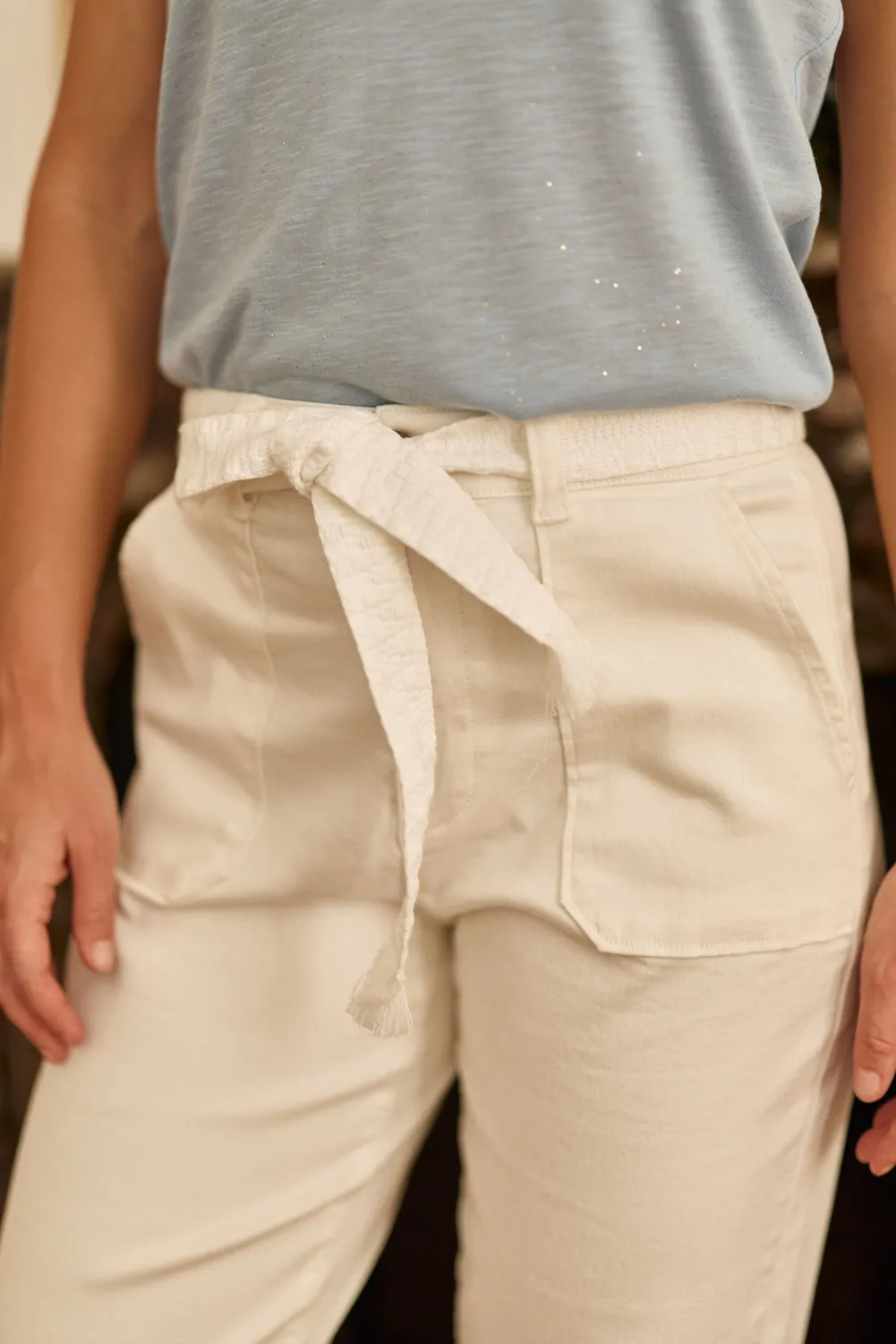 La Petite Etoile Marisol rechte broek wit met riem