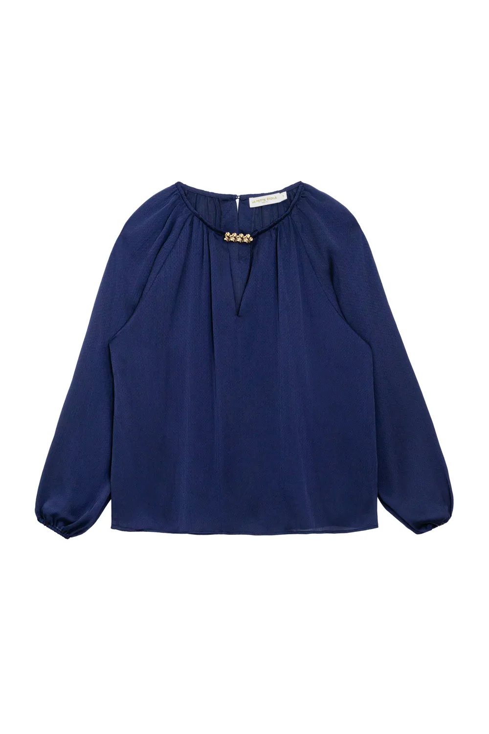 La Petite Etoile Binta blouse marine satijn stippen wijd
