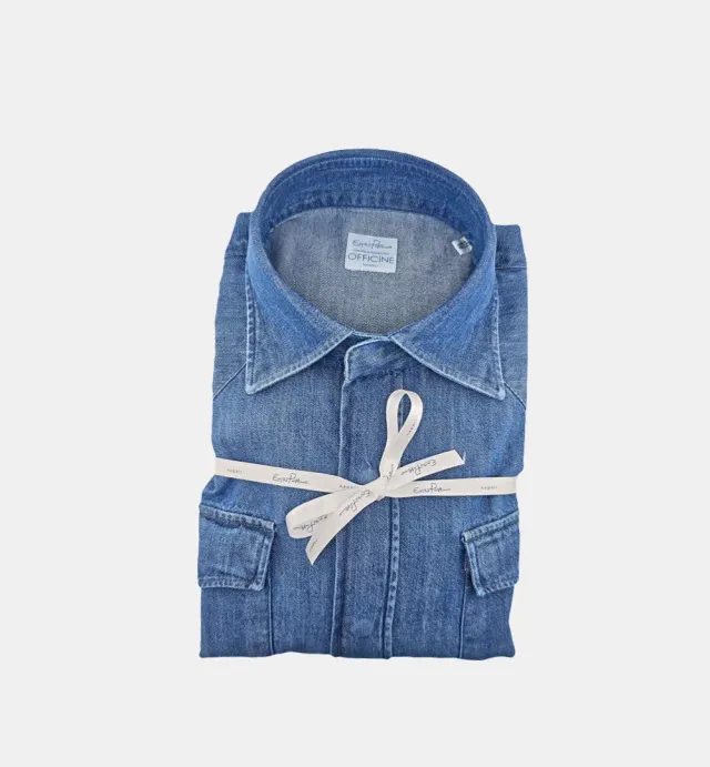 Enzo Pisano 4076 overhemd donker denim katoen