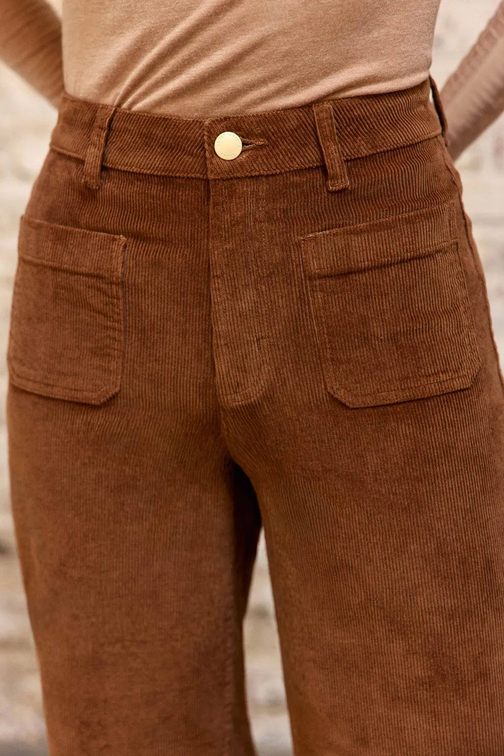La Petite Etoile Atlanty broek camel wijd ribfluweel