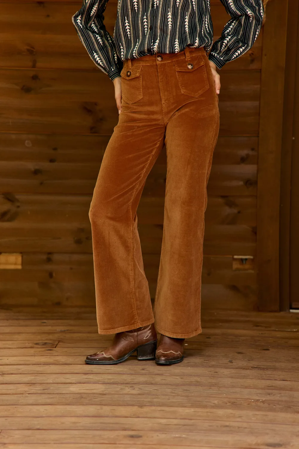 La Petite Etoile Peyton broek camel flare corduroy