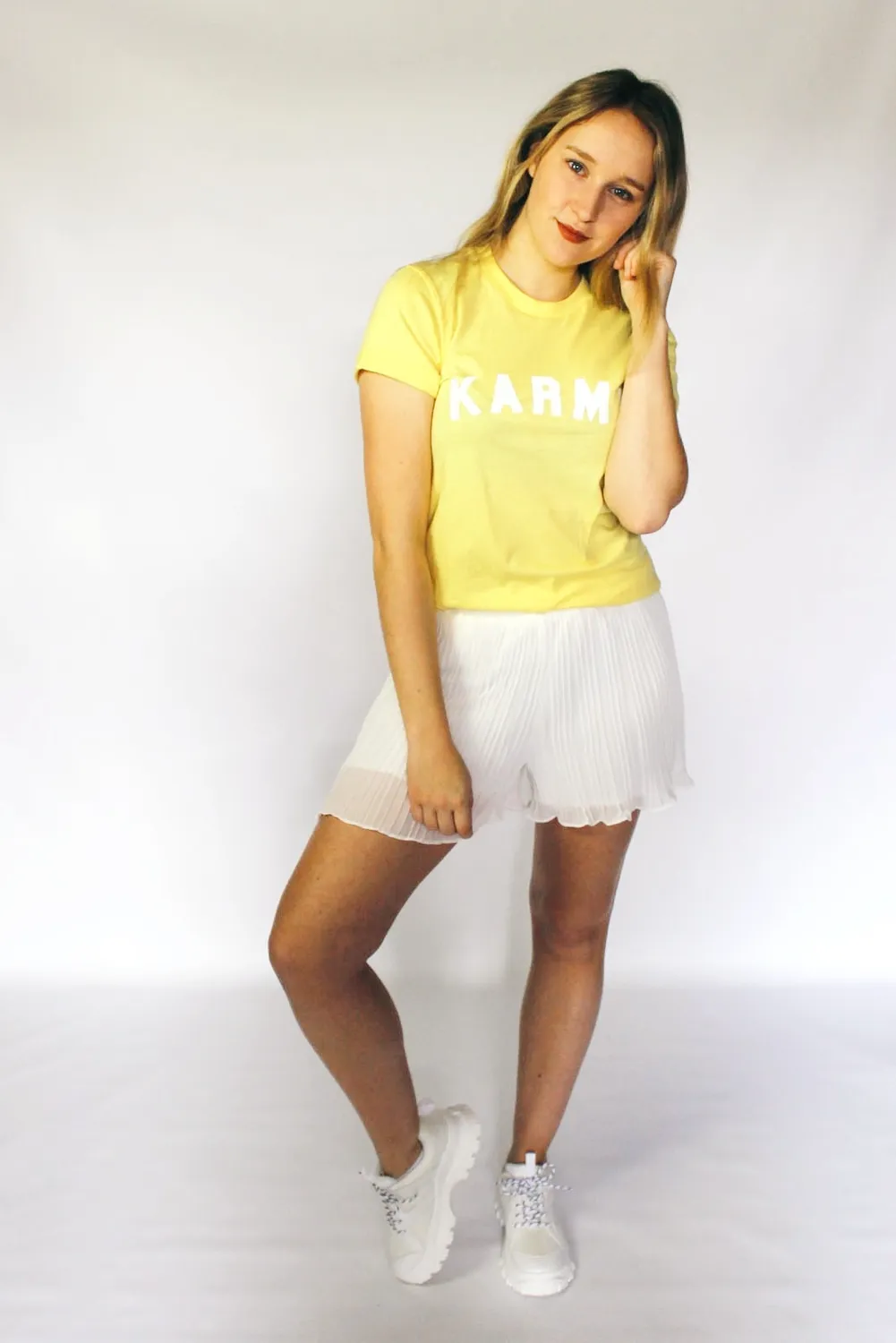LOVEDRUNKY Karma T-shirt geel katoen