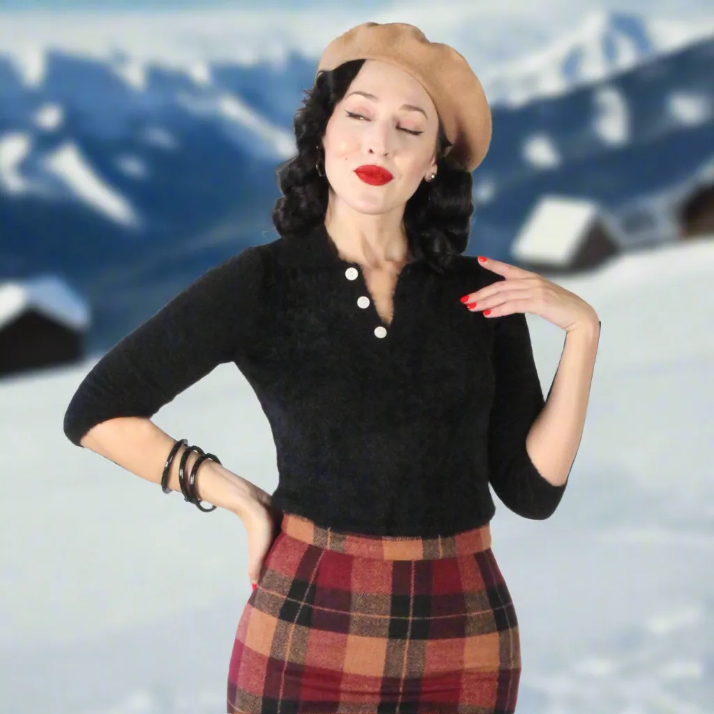 Tatyana Glenda Sweater trui zwart 3/4 mouw stretch