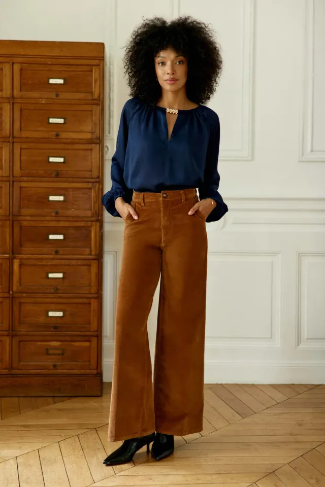 La Petite Etoile Binta blouse marine satijn stippen wijd
