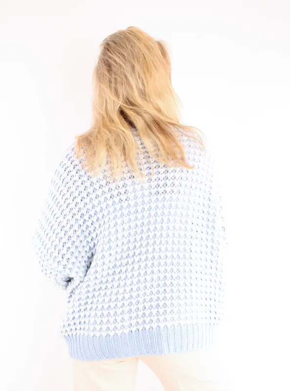 LOVEDRUNKY Elsie vest lichtblauw cozy breisel