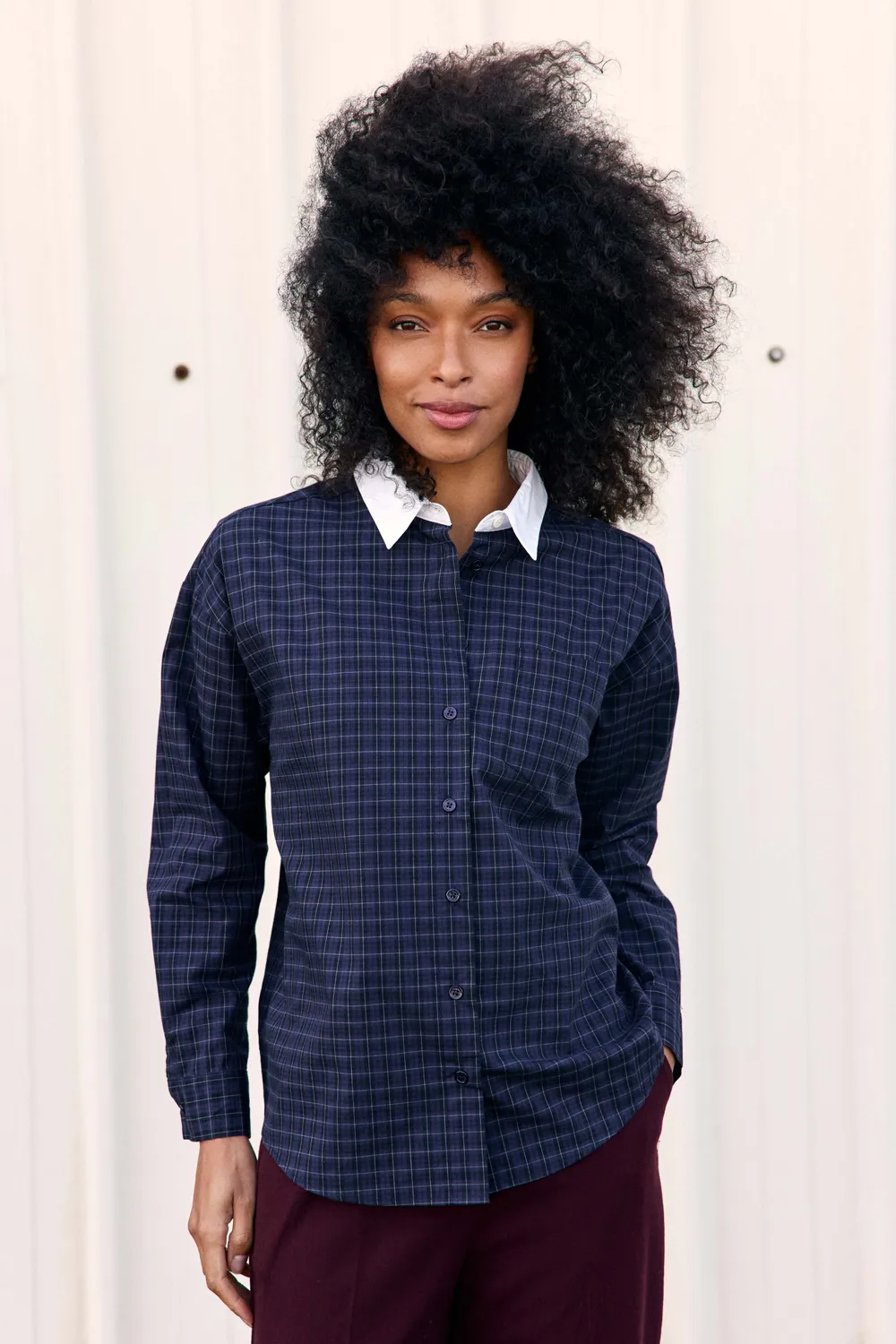 La Petite Etoile Chaniz blouse geruit marine
