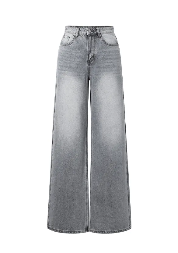 LOVEDRUNKY Wide Leg jeans grijs high waist