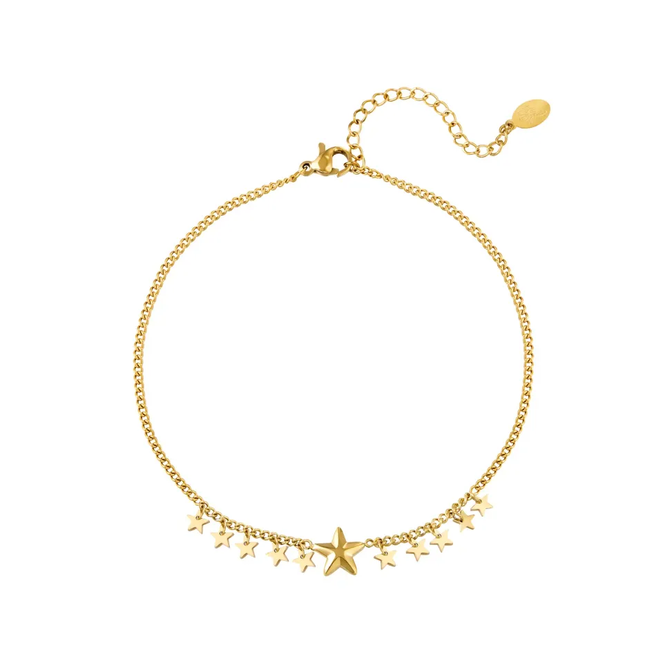 LOVEDRUNKY Stars enkelband goud 22 cm