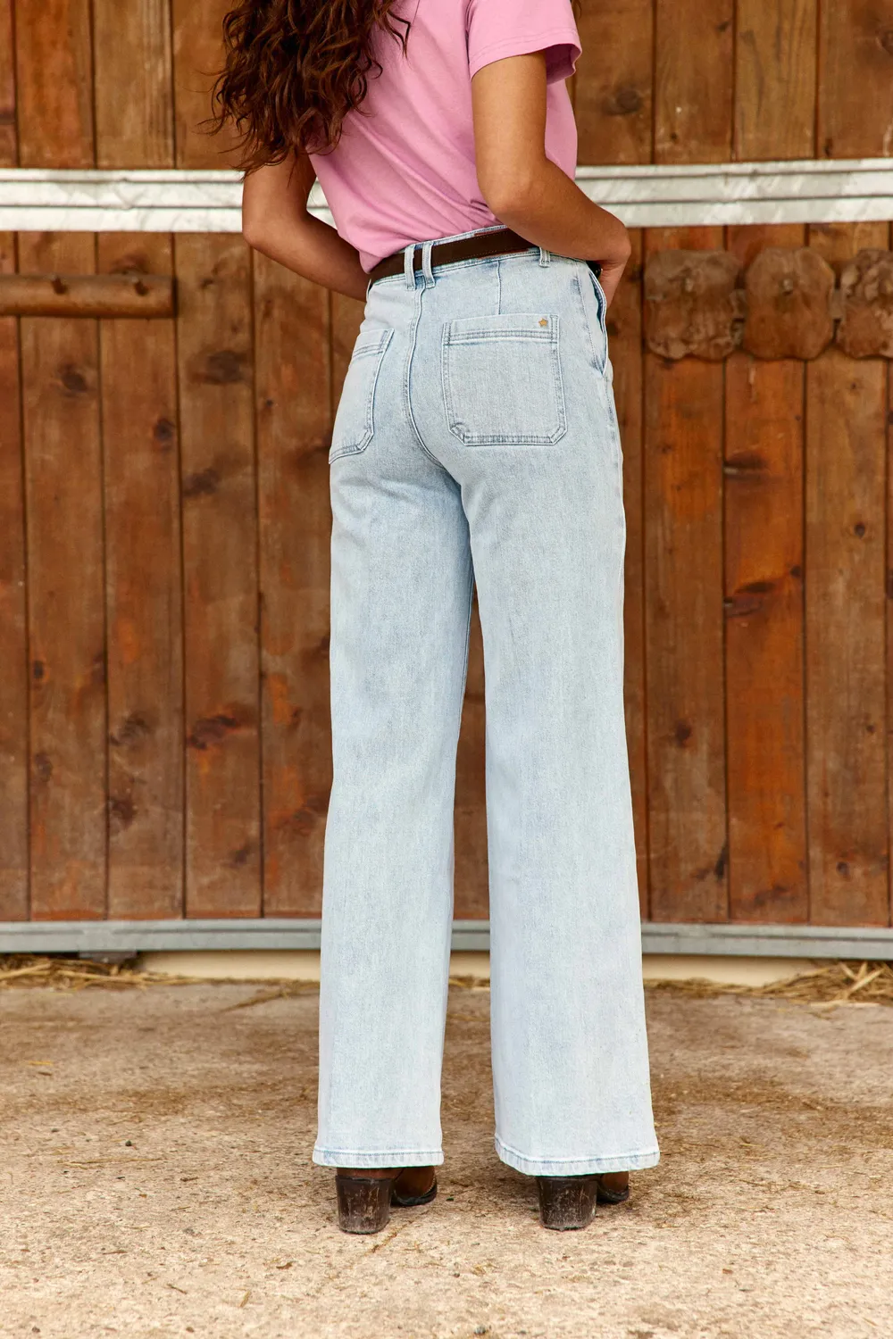 La Petite Etoile Petrona jeans wijd double stone blauw