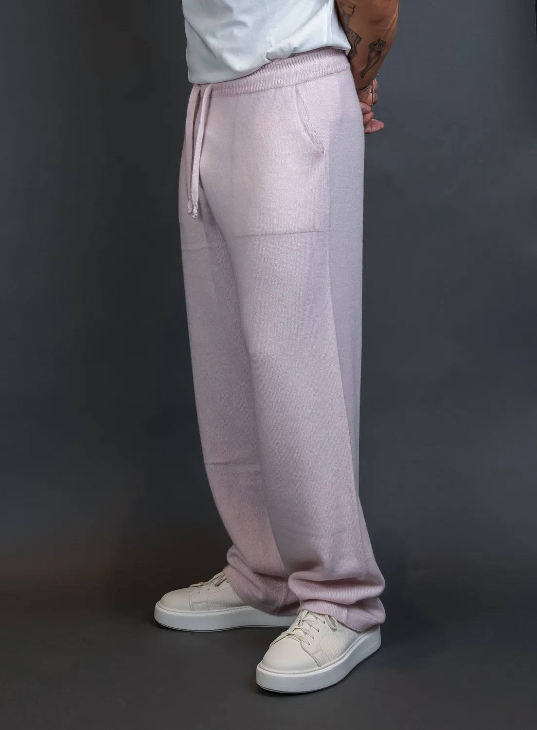 Officine Napoli Tuta joggingbroek roze wol cashmere