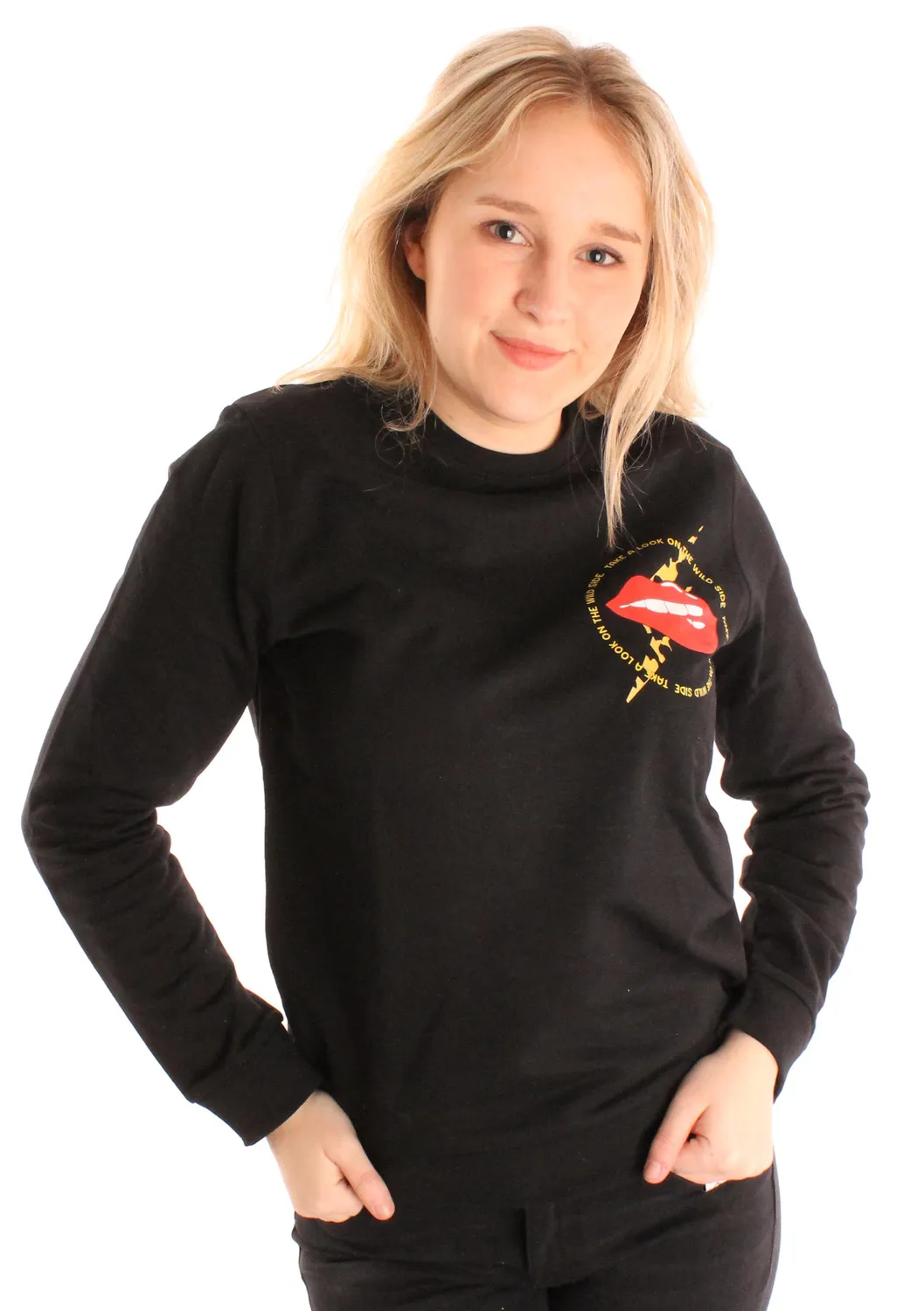 LOVEDRUNKY Wild Side Lip sweater zwart lichtgewicht