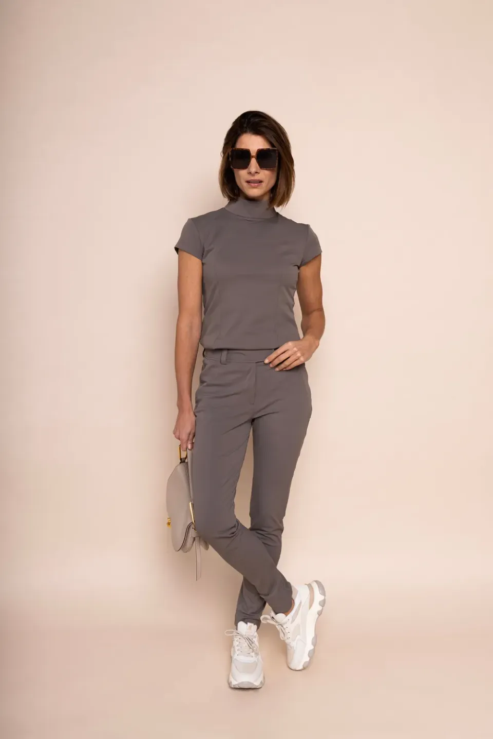 Laboutiek Donna Travel Top taupe kapmouw