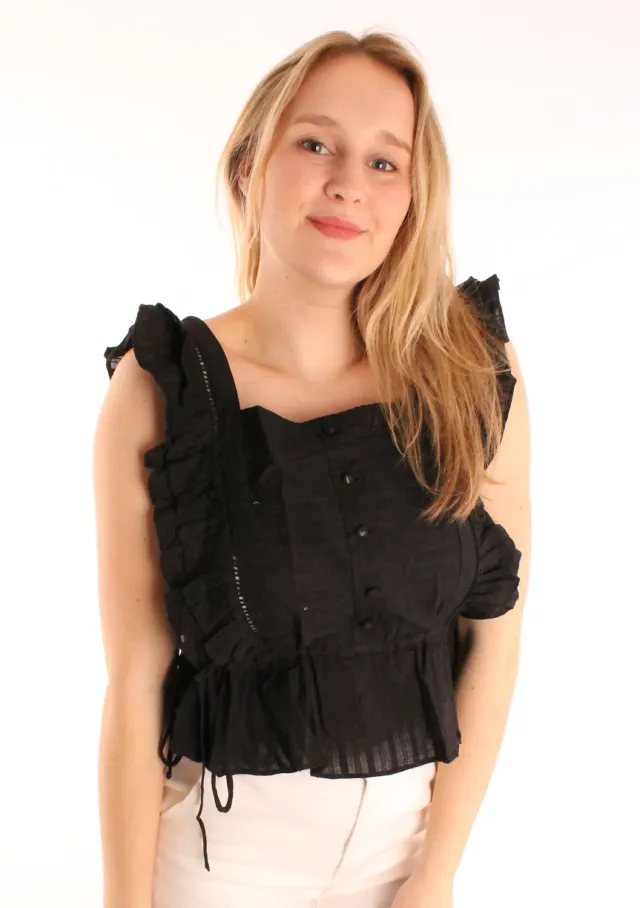LOVEDRUNKY Maiden top zwart cropped