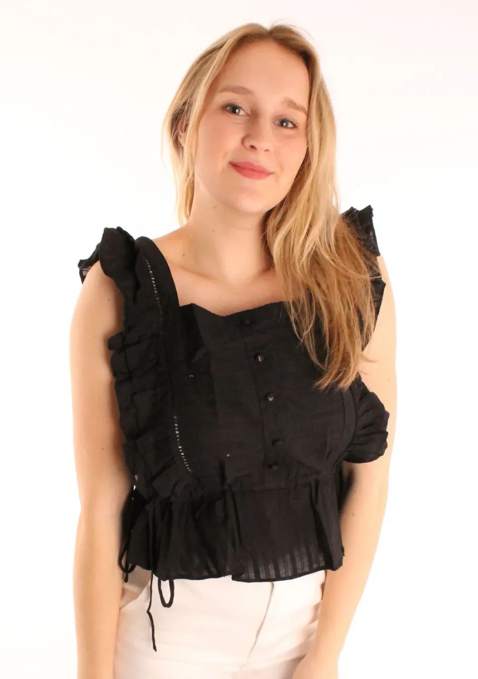 LOVEDRUNKY Maiden top zwart cropped