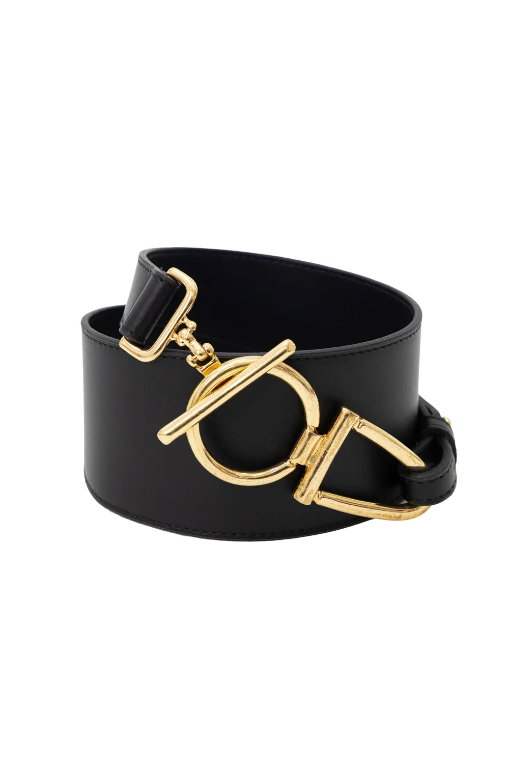 La Petite Etoile Alaia riem zwart leer gouden gesp
