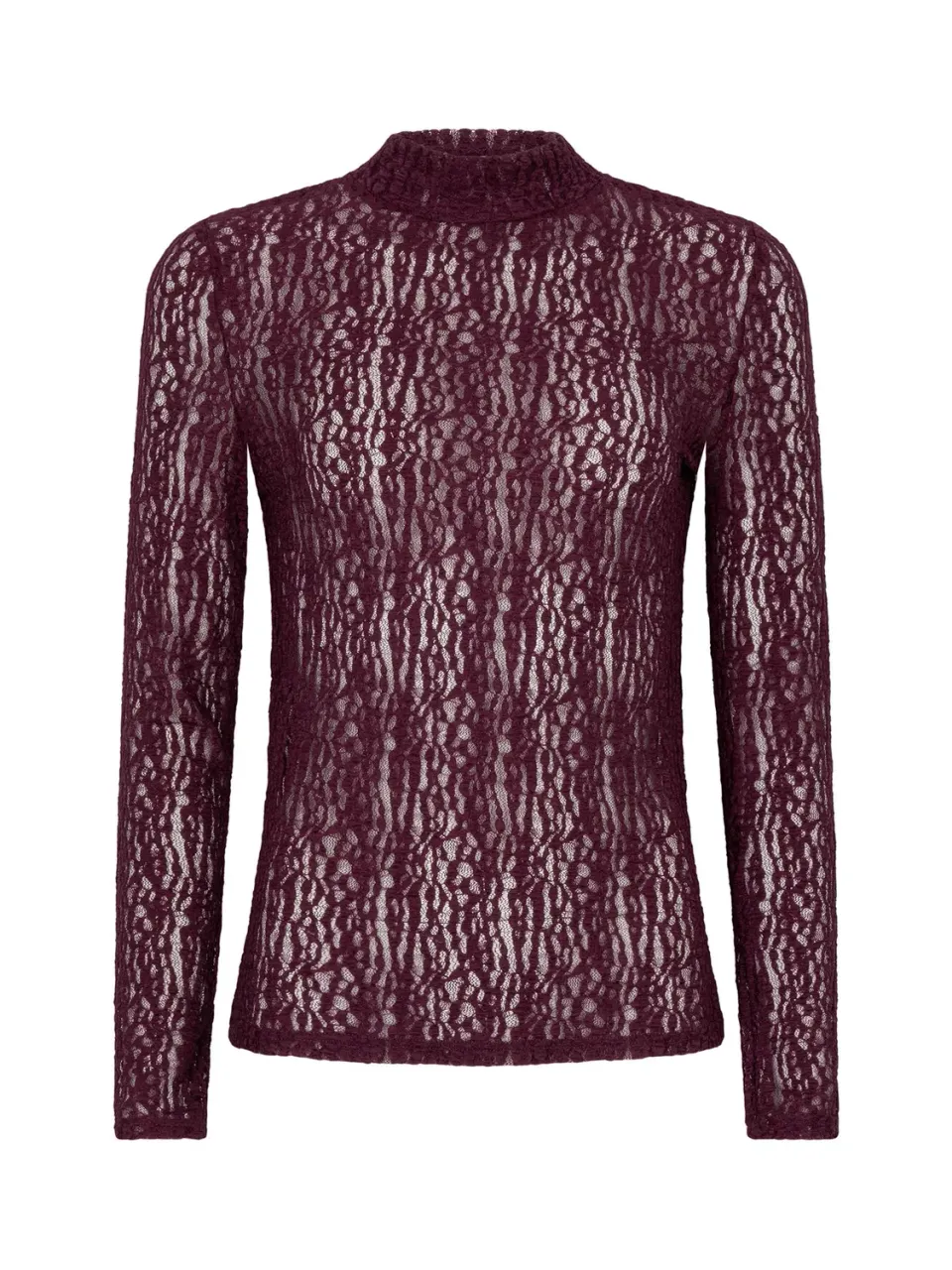 Amiek Roberta top aubergine kant semi-transparant