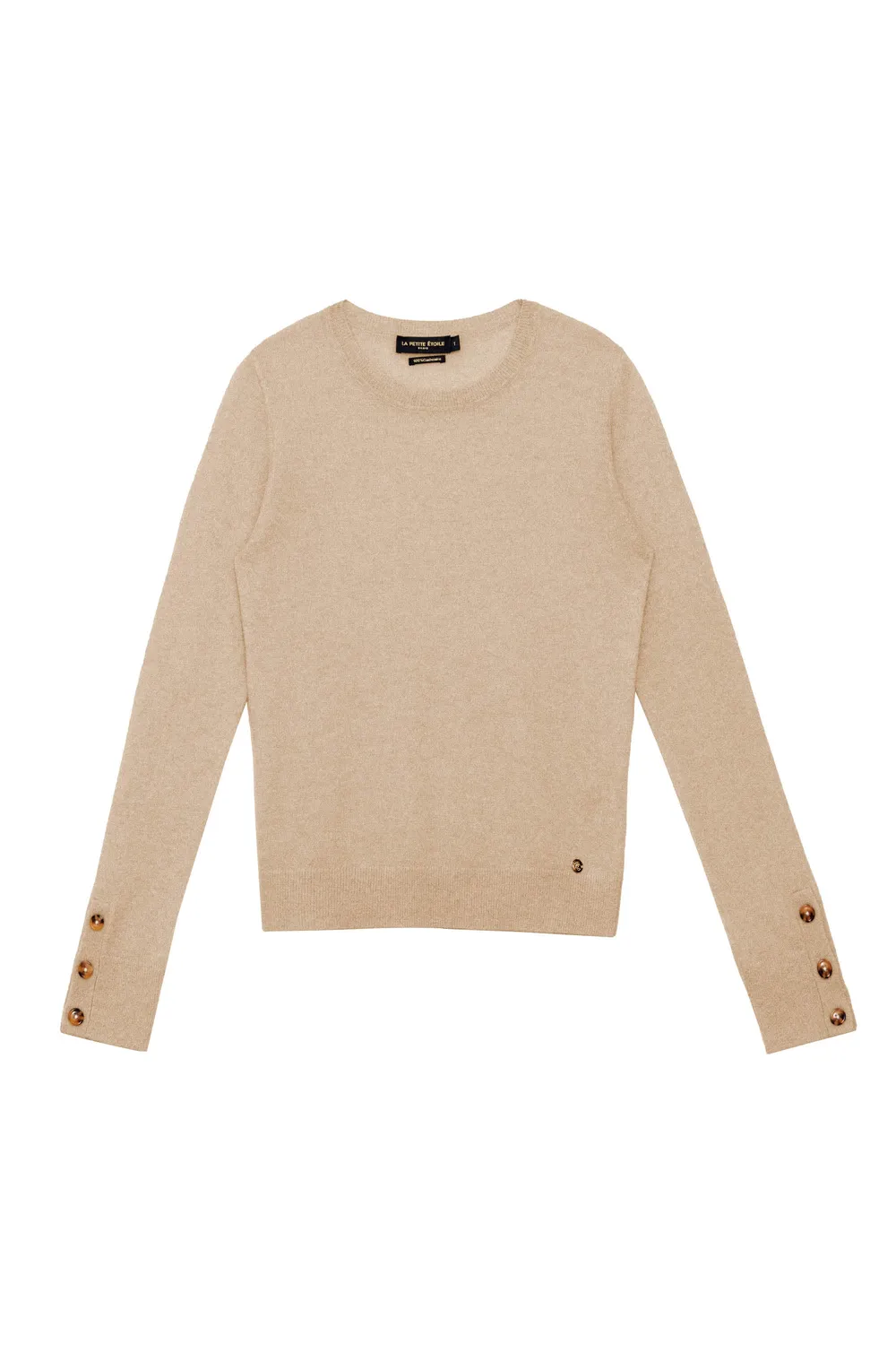 La Petite Etoile Melina kasjmieren trui beige ronde hals