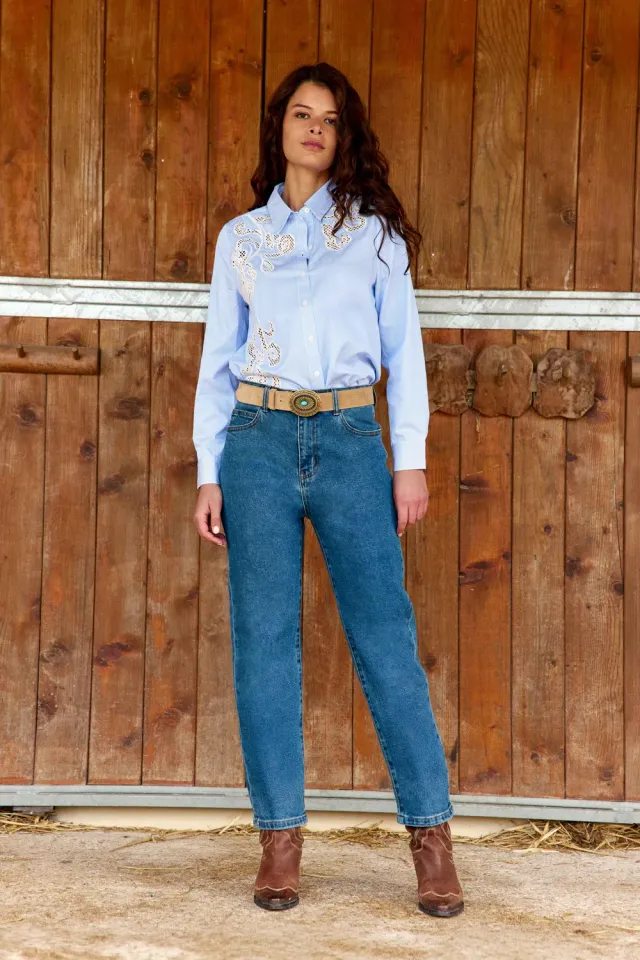La Petite Etoile Pietra mom jeans medium stone