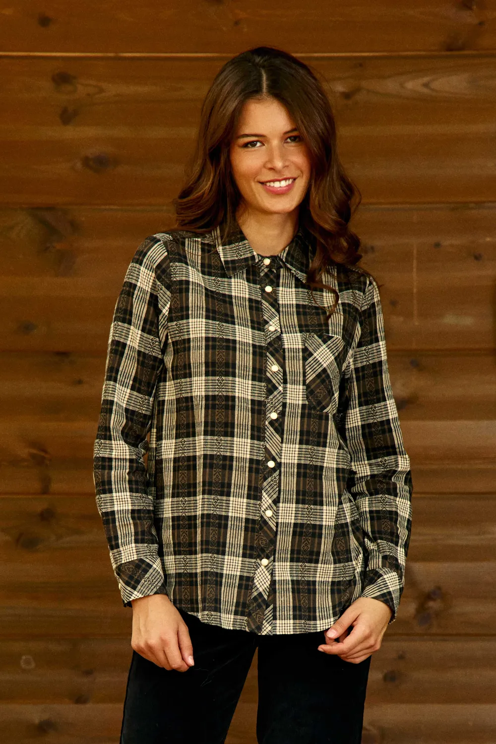 La Petite Etoile Clau blouse zwart ecru ruit
