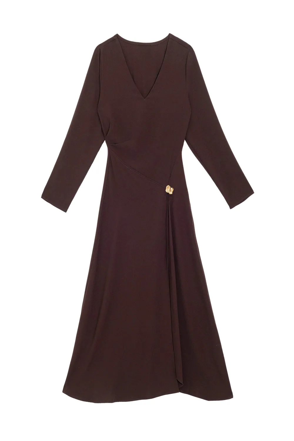 La Petite Etoile Rosalou midi jurk bruin V-hals