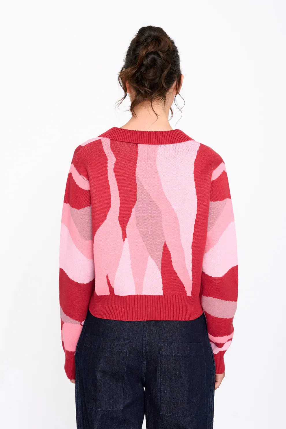 Amiek 24C Bobby Vest rood roze gebreid