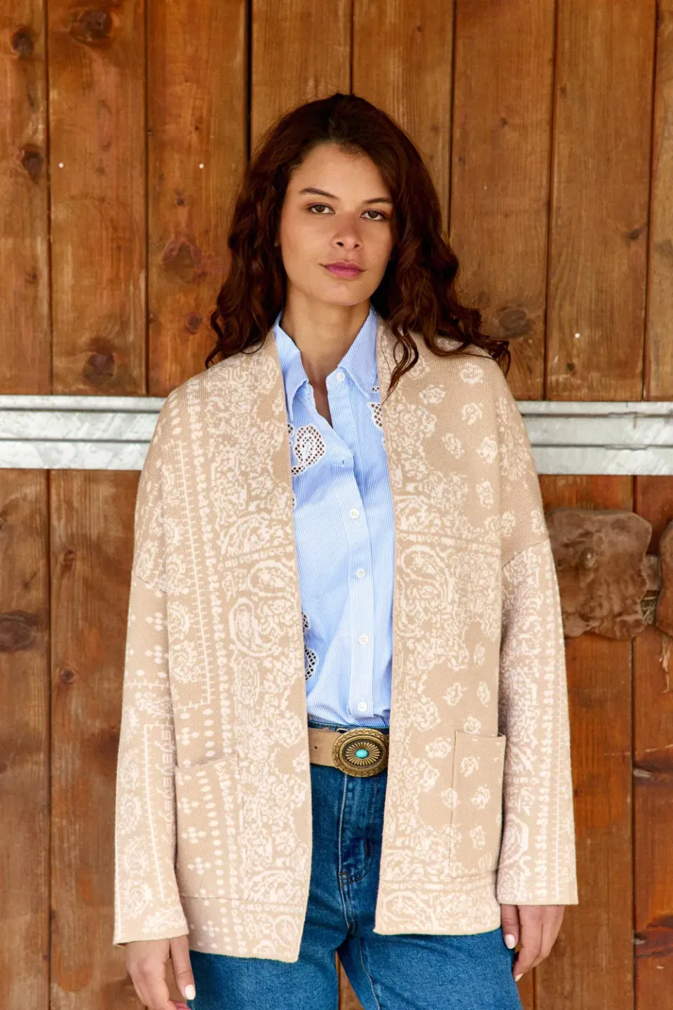 La Petite Etoile Modena vest beige bandana print