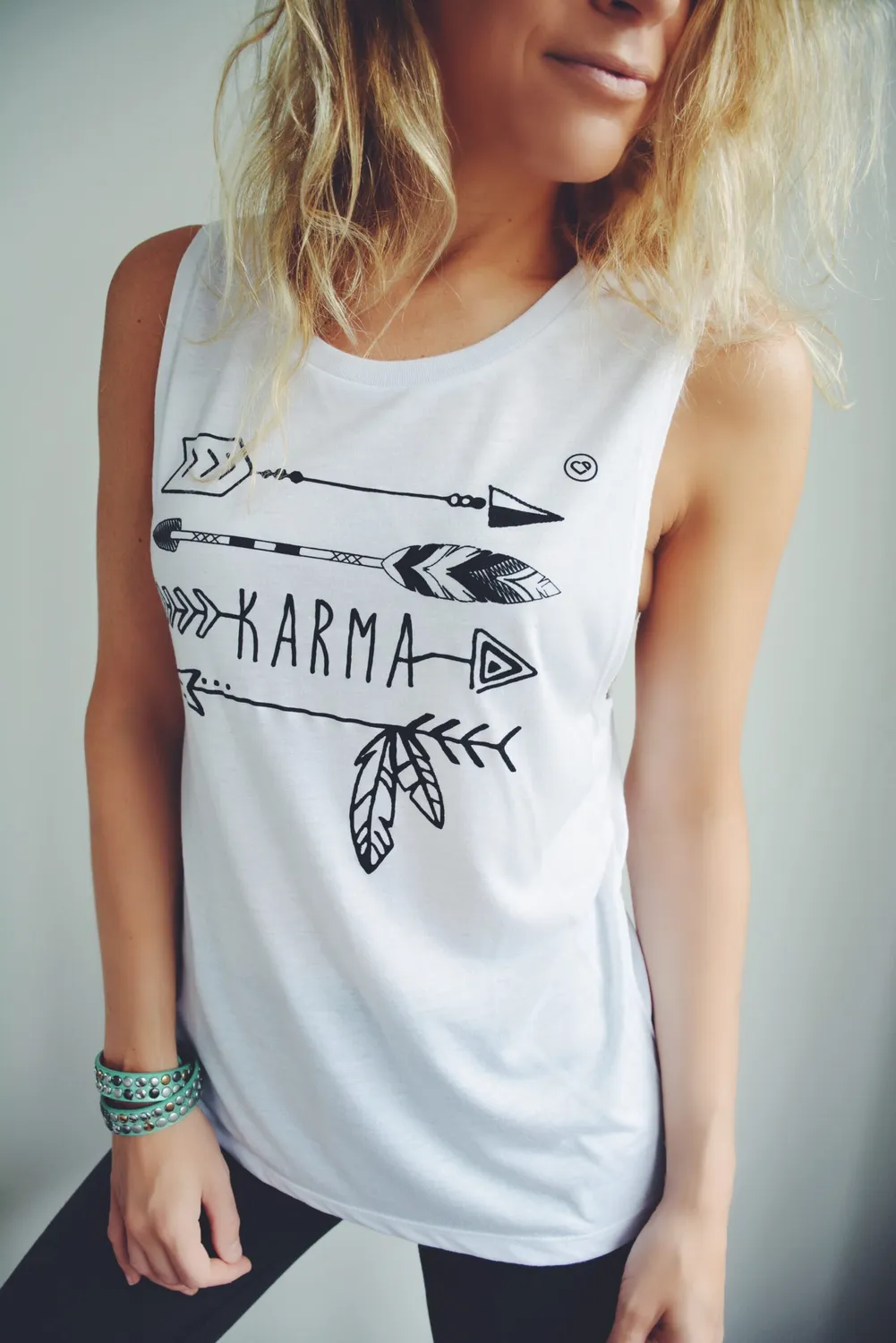 LOVEDRUNKY Karma Low Armhole tanktop wit lage oksels