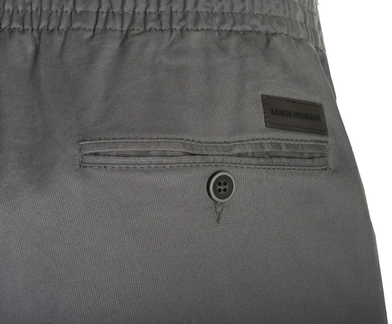 Seniorenkleding heren pantalon elastiek grijs katoen