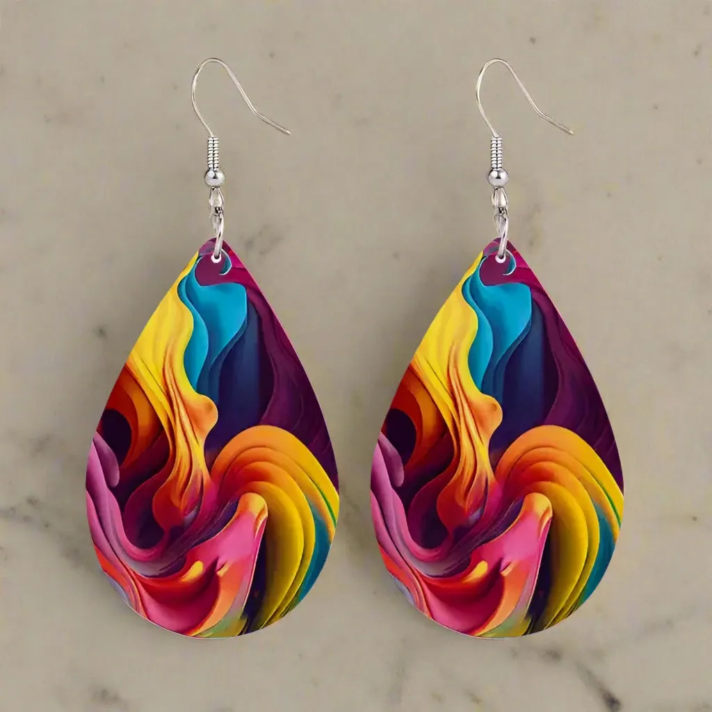 Tatyana Teardrop Dangle oorbellen Streamer Print