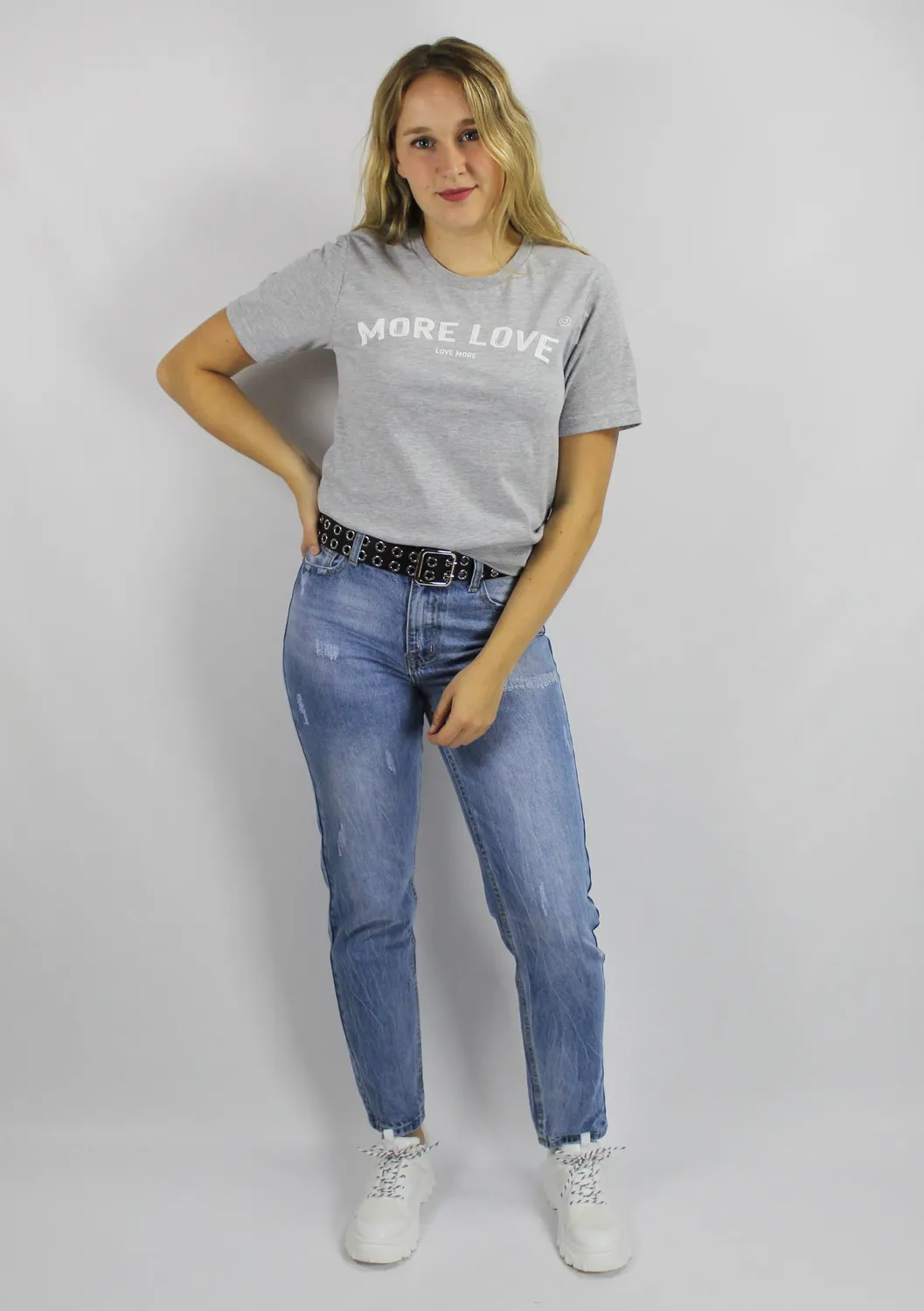 LOVEDRUNKY T-shirt More Love grijs gemêleerd XS-XL