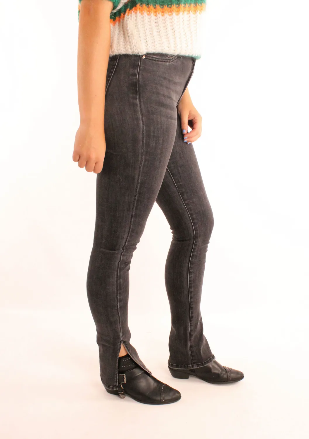 LOVEDRUNKY Jeans Skinny Split skinny jeans donkergrijs split
