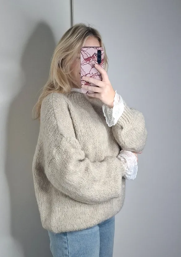 LOVEDRUNKY Knit Oversized trui taupe oversized
