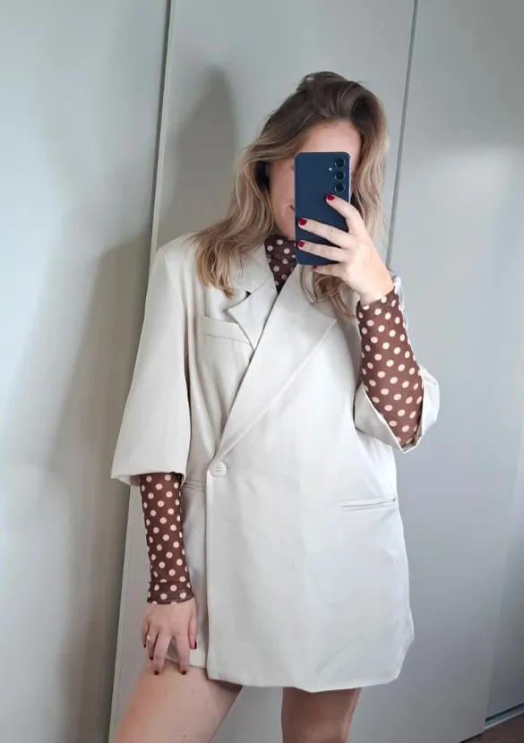 LOVEDRUNKY Loose Fit blazer beige gevoerd